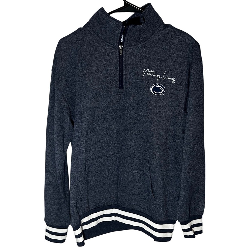 Champion Blue 1/4 Zip Sweatshirt with Kangaroo Pocket Nittany Lions Men's Size M